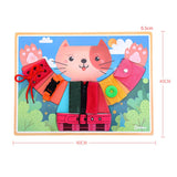 6 in 1 Montessori Learn to Dress Boards Early Basic Life Skills Training Cat Board Toys - Zip, Snap, Button, Buckle, Lace & Tie Baby Kids Educational - Aladdin Shoppers