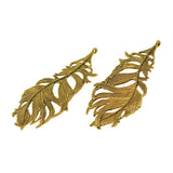 6 Pieces Antique Gold Large Feather Charms Pendants For DIY Jewelry Findings - Aladdin Shoppers