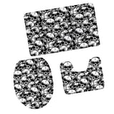 Set of 3PCS Home Bathroom Toilet Table Kitchen Use Skull Pattern Design Toilet Covers Non-slip Bathmat Carpet Rug #5