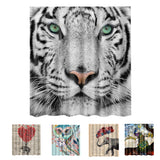 Max Extra Long Fabric Bath Shower Curtain 12 Hooks Bathroom Use Tiger