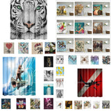 Max Extra Long Fabric Bath Shower Curtain 12 Hooks Bathroom Use Tiger