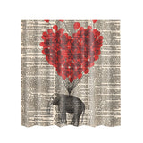 Maxbell Extra Long Fabric Bath Shower Curtain 12 Hooks Bathroom Use Elephant Heart