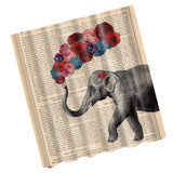 Maxbell Extra Long Fabric Bath Shower Curtain 12 Hooks Bathroom Use Elephant Roses