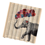 Maxbell Extra Long Fabric Bath Shower Curtain 12 Hooks Bathroom Use Elephant Roses