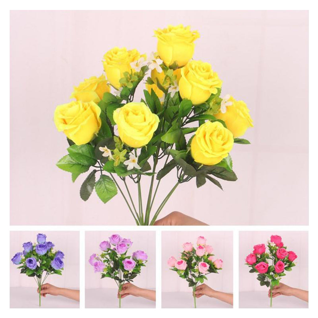 Aritificial Rose Fake Silk Floral Decor Bouquet for Home Party Light Pink