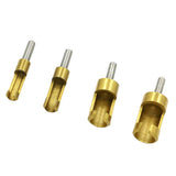 Maxbell 4pcs / set 1/4'' Shank Titanium Drill Plug Cutter Drill Bit Bored Hole Wood Tenon Drill Hole Saw Woodworking Tool 6mm 8mm 13mm 16mm