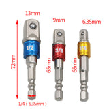 Maxbell ocket Bit Adapter Drill Nut Driver Power Extension Bar Socket Adapter Bits For Drills 3pc Set 1/4'' 3/8'' 1/2'' (3)