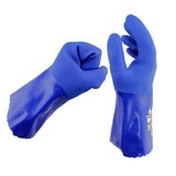 Maxbell 1 Pair Blue Oil Resistant Safety Work Gloves Chemical Resistant Gauntlet XL