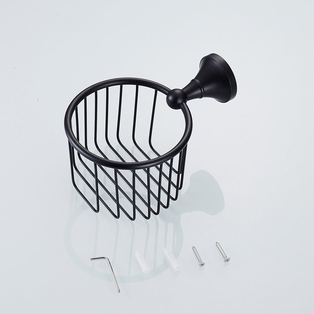 Maxbell Antique Copper Wall Mounted Toilet Paper Roll Holders Tissue Basket Black