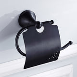 Maxbell Wall Mounted Brass Toilet Paper Holder With Cover Roll Tissue Rack Black