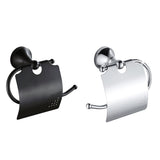 Maxbell Wall Mounted Brass Toilet Paper Holder With Cover Roll Tissue Rack Black