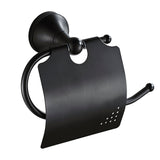 Maxbell Wall Mounted Brass Toilet Paper Holder With Cover Roll Tissue Rack Black