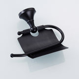 Maxbell Wall Mounted Brass Toilet Paper Holder With Cover Roll Tissue Rack Black