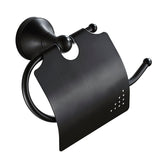 Maxbell Wall Mounted Brass Toilet Paper Holder With Cover Roll Tissue Rack Black