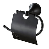Maxbell Wall Mounted Brass Toilet Paper Holder With Cover Roll Tissue Rack Black