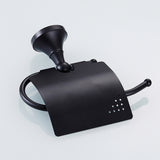 Maxbell Wall Mounted Brass Toilet Paper Holder With Cover Roll Tissue Rack Black