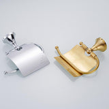 Maxbell Wall Mounted Brass Toilet Paper Holder With Cover Roll Tissue Rack Chrome