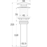 Maxbell Black Brass Basin Sink Drain for Ceramic Pots Big Cover Non-overflow