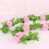 2 Pieces Artificial Silk Hydrangea Ivy Vine Wedding Party Home Decor Pink