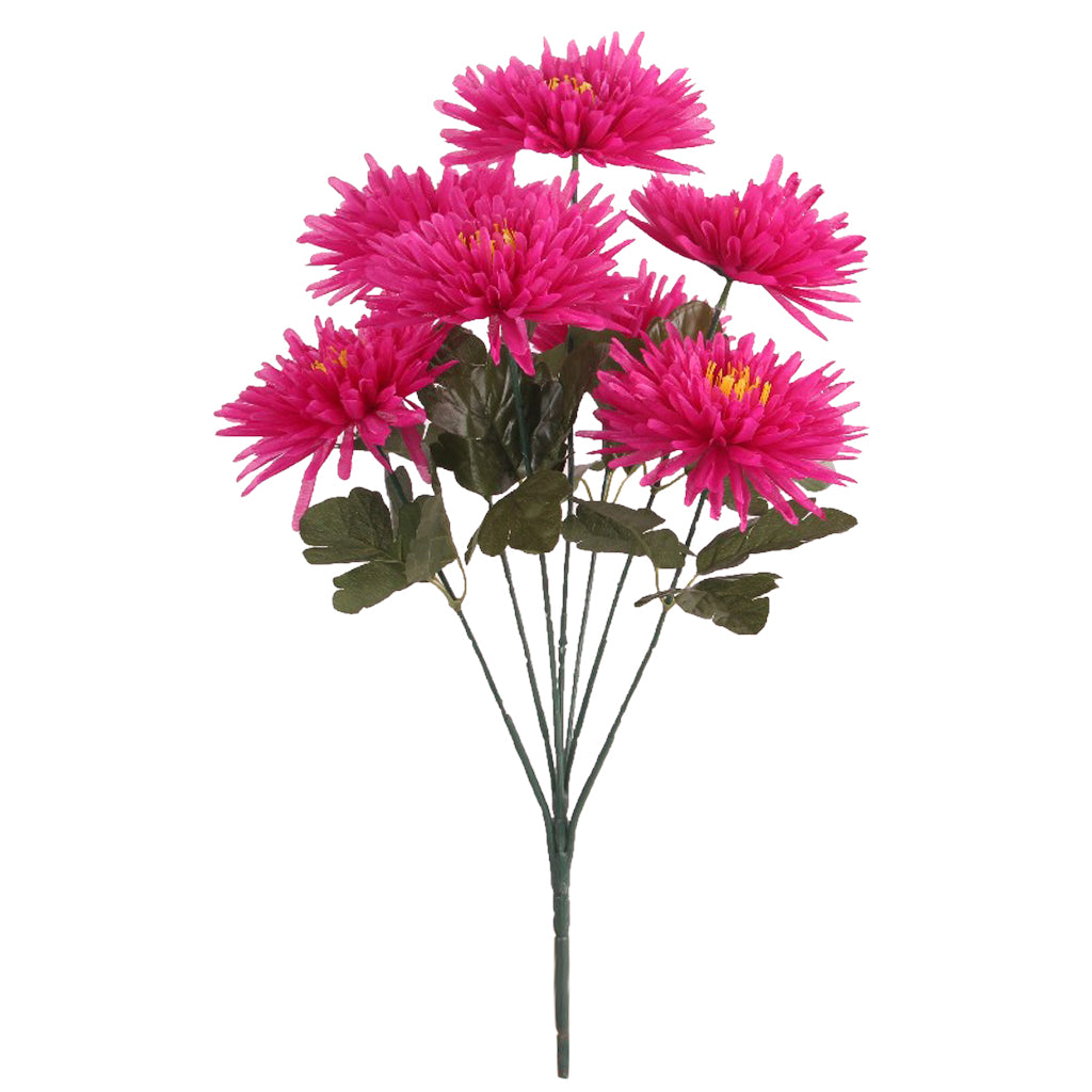Artificial Chrysanthemums Bushes Flower Mum Bouquet Home Floral Decor Rosy