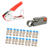 Maxbell Coax Coaxial Cable Crimper Compression Tool with 20 Connectors Kit Blue