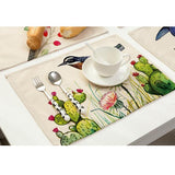 Maxbell Bird Priting Insulation Bowl Plate Placemat Dining Pad Western Table Mats 2