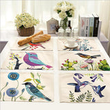 Maxbell Bird Priting Insulation Bowl Plate Placemat Dining Pad Western Table Mats 4