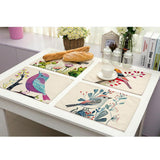 Maxbell Bird Priting Insulation Bowl Plate Placemat Dining Pad Western Table Mats 5
