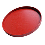 Maxbell Round Wooden Plate Food Snack Serving Trays Salad Bowl Platter Red 24cm