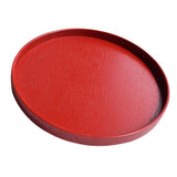 Maxbell Round Wooden Plate Food Snack Serving Trays Salad Bowl Platter Red 30cm