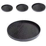 Maxbell Pack of 4 Wooden Round Snacks Tray Home Kitchen Decor Food Serving Trays