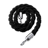 Maxbell 59 Inches Twisted Barrier Rope Queue Crowd Control for Posts Stands Black