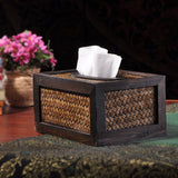 Bamboo Weaved facial tissue napkin box toilet paper dispenser case holder