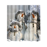 Christmas Theme Polyester Shower Curtain with 12 Hooks Snowman #4