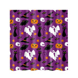 Halloween Printed Polyester Bathroom Shower Curtain Pumpkin Skull Bat