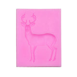 Maxbell  3D Silicone Christmas Deer Mold Fondant Cake Decorating Soap Mould Pink
