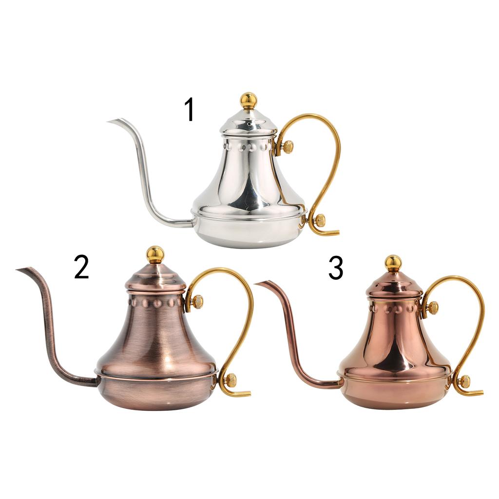 Maxbell Stainless Steel Palace Hand Drip Long Mouth Tea Coffee Pot Silver