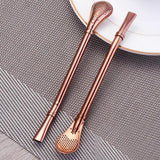 Maxbell Creative Coffee Spoon Drinking Straw Mini Yerba Mate Teaspoon Rosy gold