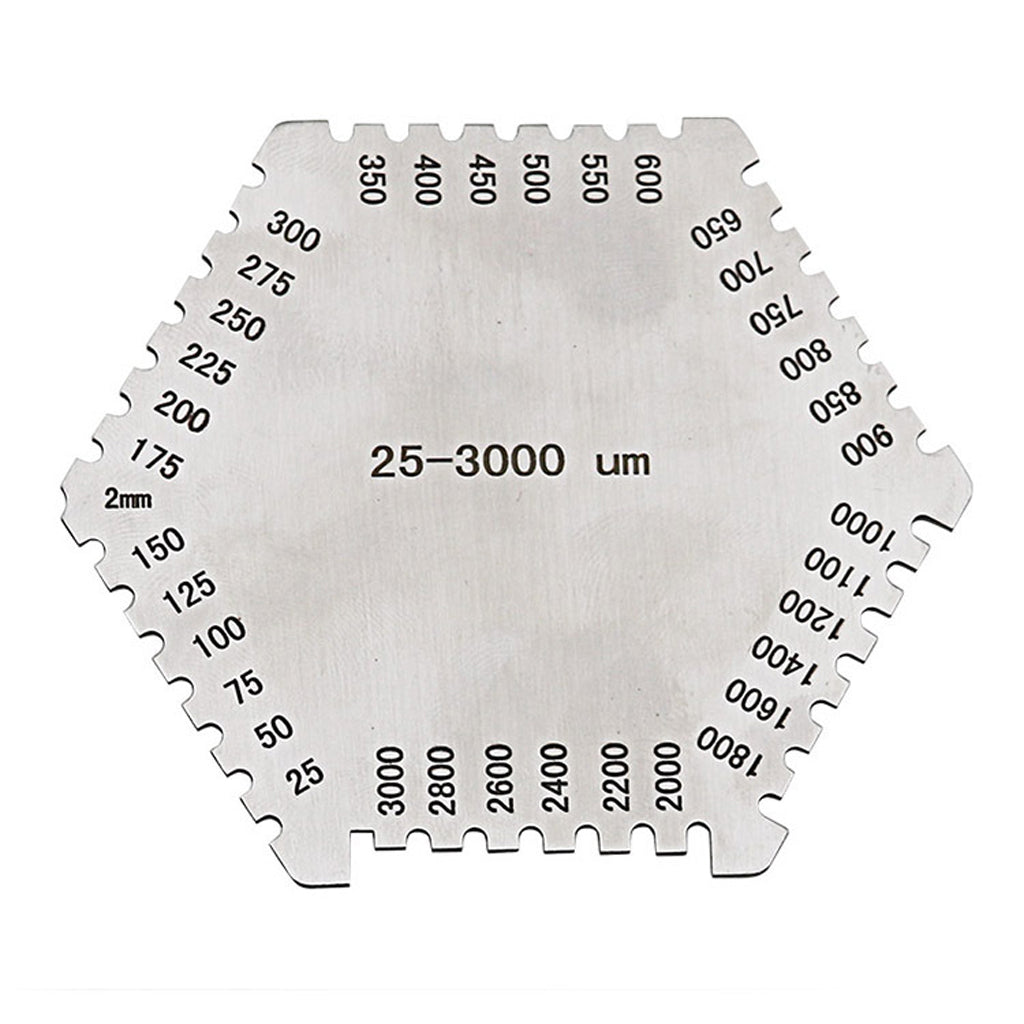 Maxbell Precision Wet Film Comb Hexagonal 25-3000um Stainless Steel Thinkness Gauge