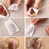 Maxbell 50 pieces Empty Tea Filter Bags Loose Herbs Teabag with Drawstring 7x10cm