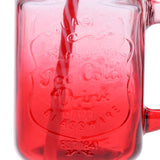 Maxbell Gradient Glass Mason Jam Drinking Cocktail Jar Handle And Straw 480ML Red