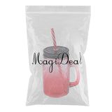 Maxbell Gradient Glass Mason Jam Drinking Cocktail Jar Handle And Straw 480ML Red