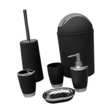 6PCS Solid Luxury Plastic Bathroom Accessories Set Wash Suit Black