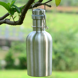 Swing Top Hip Flask Stainless Steel Home Brew Beer Growler Bottle Silver 1L