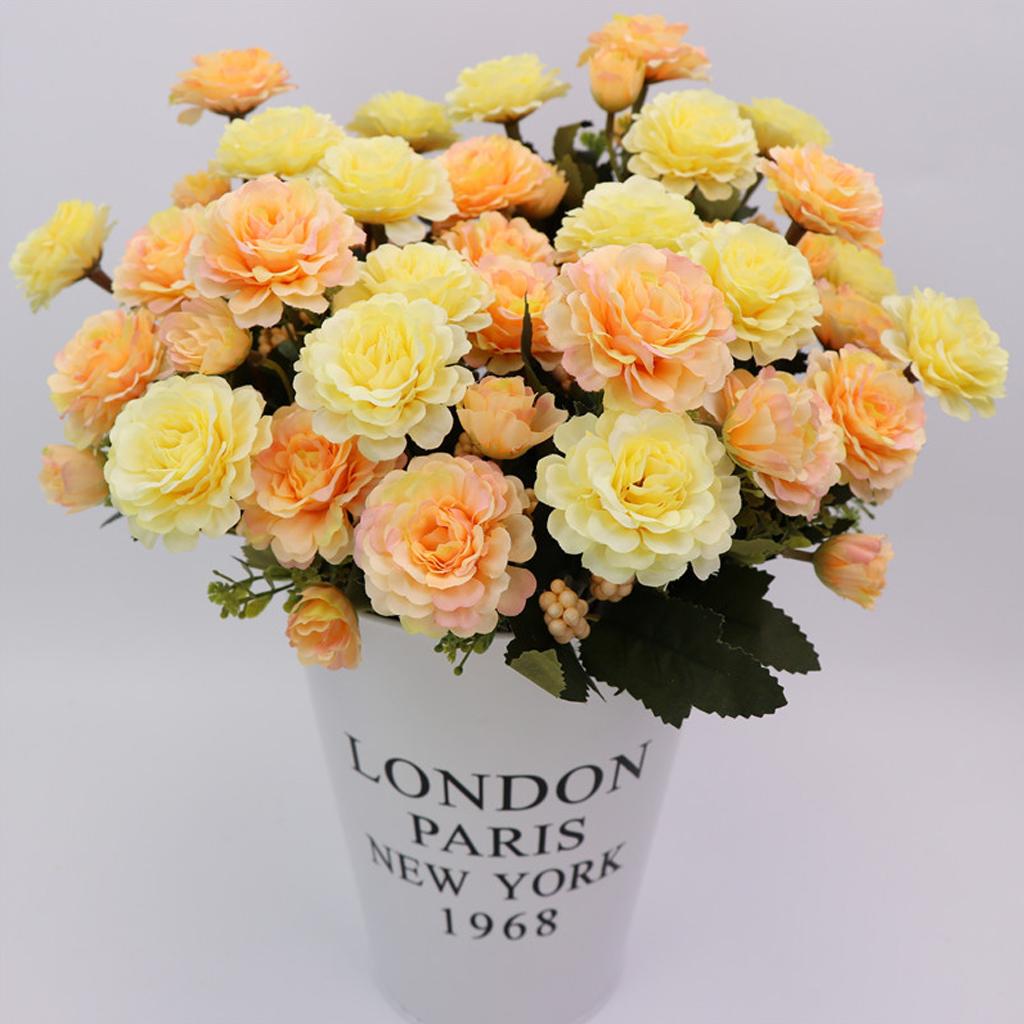 1 Bunch Artificial Peony Silk Flower Bridal Bouquet Garden Decor Yellow
