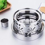 Maxbell  Stainless Steel Shabu Shabu Thick Cookware Hot Pot With Alcohol Burner & Lid