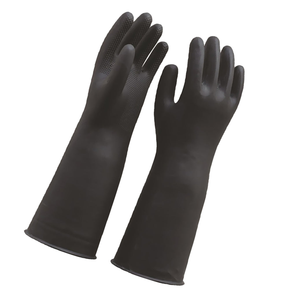 Max Long Industrial Rubber Latex Gloves Work Safety Gardening Gloves Black 60cm