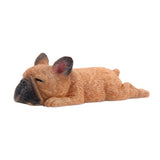 Max Sleeping Bulldog Corgi Dog Garden Mini Dollhouse Figurine Decor  Dark Brown