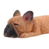 Max Sleeping Bulldog Corgi Dog Garden Mini Dollhouse Figurine Decor  Dark Brown