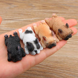 Max Sleeping Bulldog Corgi Dog Garden Mini Dollhouse Figurine Decor  Dark Brown